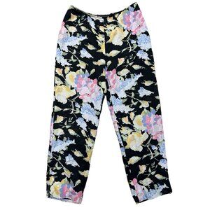 Harold’s Vintage Silk Blend Floral Pants Women 8 High Waist Tapered